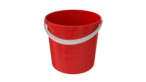 red bucket with white handle