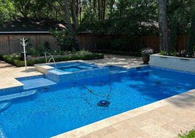 swimming pool spa addition plaster tile deck
